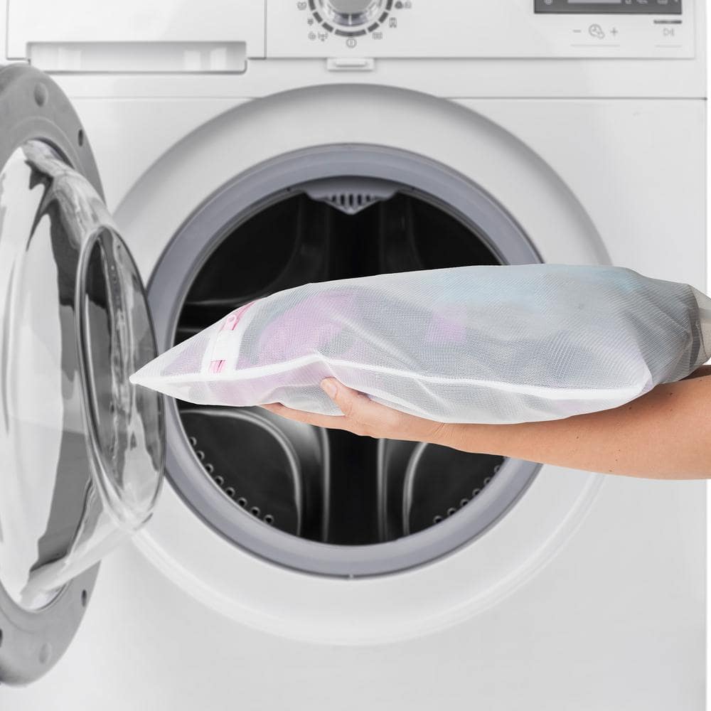 White Mesh Laundry Bags with Zipper Closures, 4 Pack