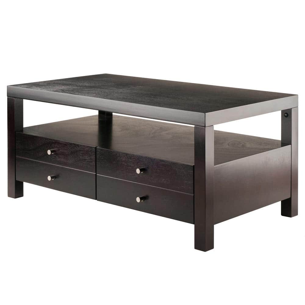WINSOME WOOD Copenhagen 40 in. Espresso Medium Rectangle Wood Coffee Table  with Drawers 92643 The Home Depot