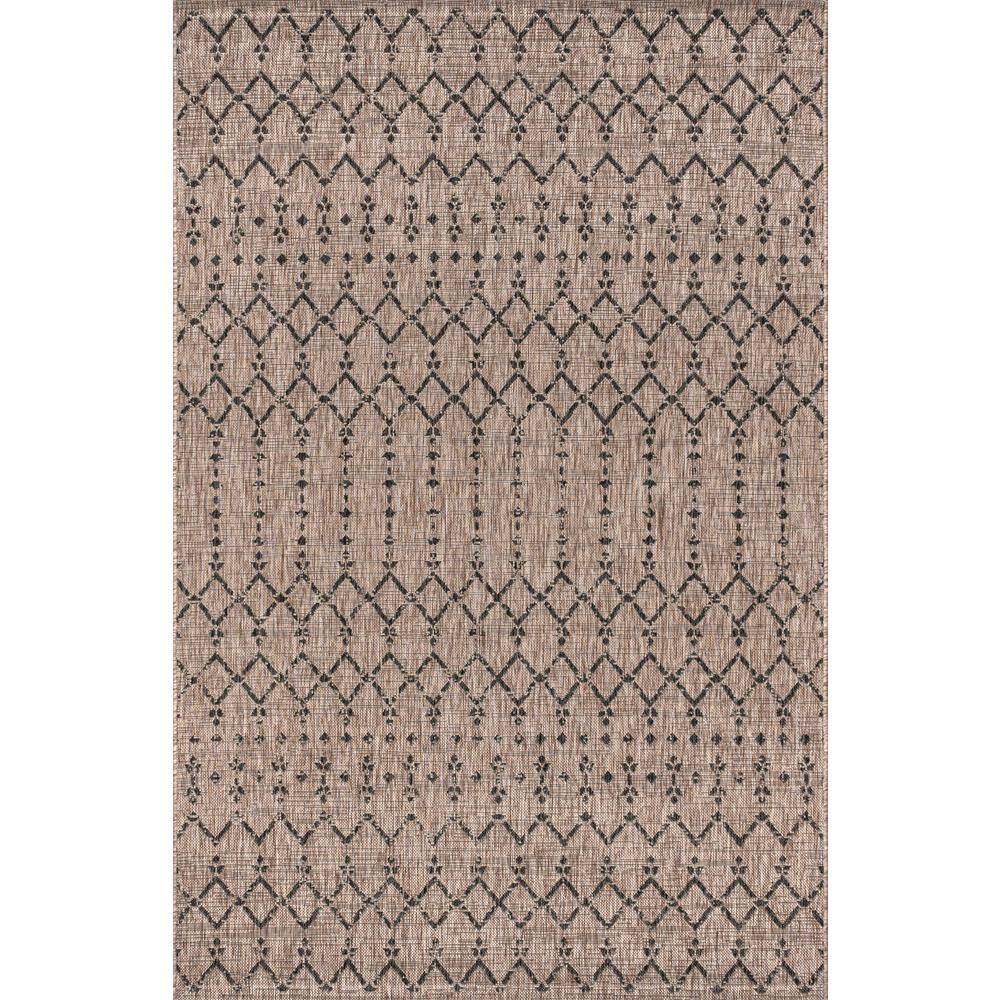 Natural Black Geometric Flatweave Indoor Outdoor Rug 4' x 6'