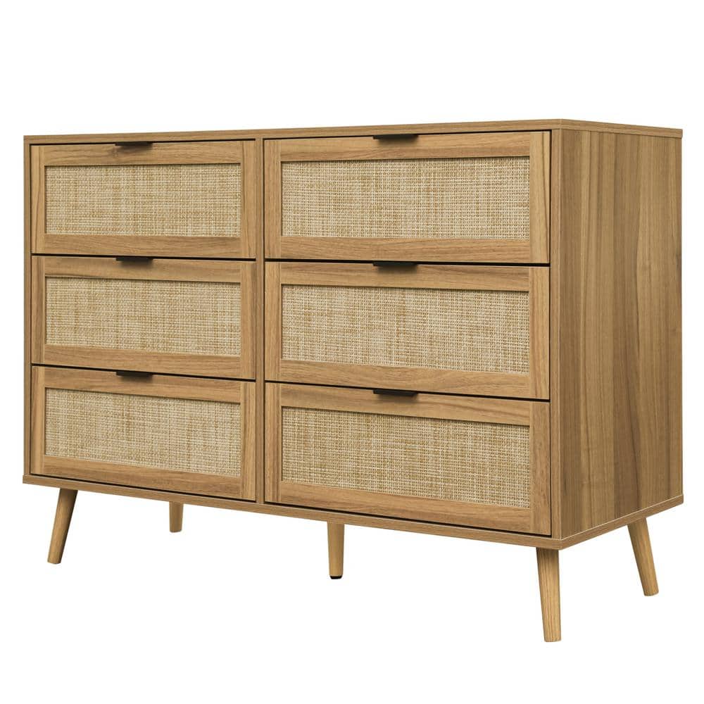 46.66 in. W x 15.75 in. D x 30.2 in. H Walnut Brown Linen Cabinet with 6 Dr