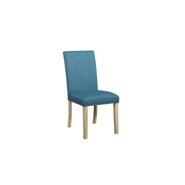 Sean Blue Linen Nailhead Dining Chair Set of 2 6123218BL The Home Depot