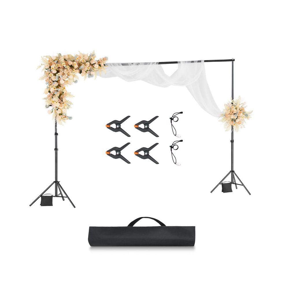 VEVOR Backdrop Stand, 10 ft. x 10 ft. Adjustable Backdrop Stand it, Portable Background Backdrop with 4-Crossbars Black Steel
