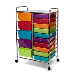 15-Drawer Organizer Cart in Pearlescent Multi-Color