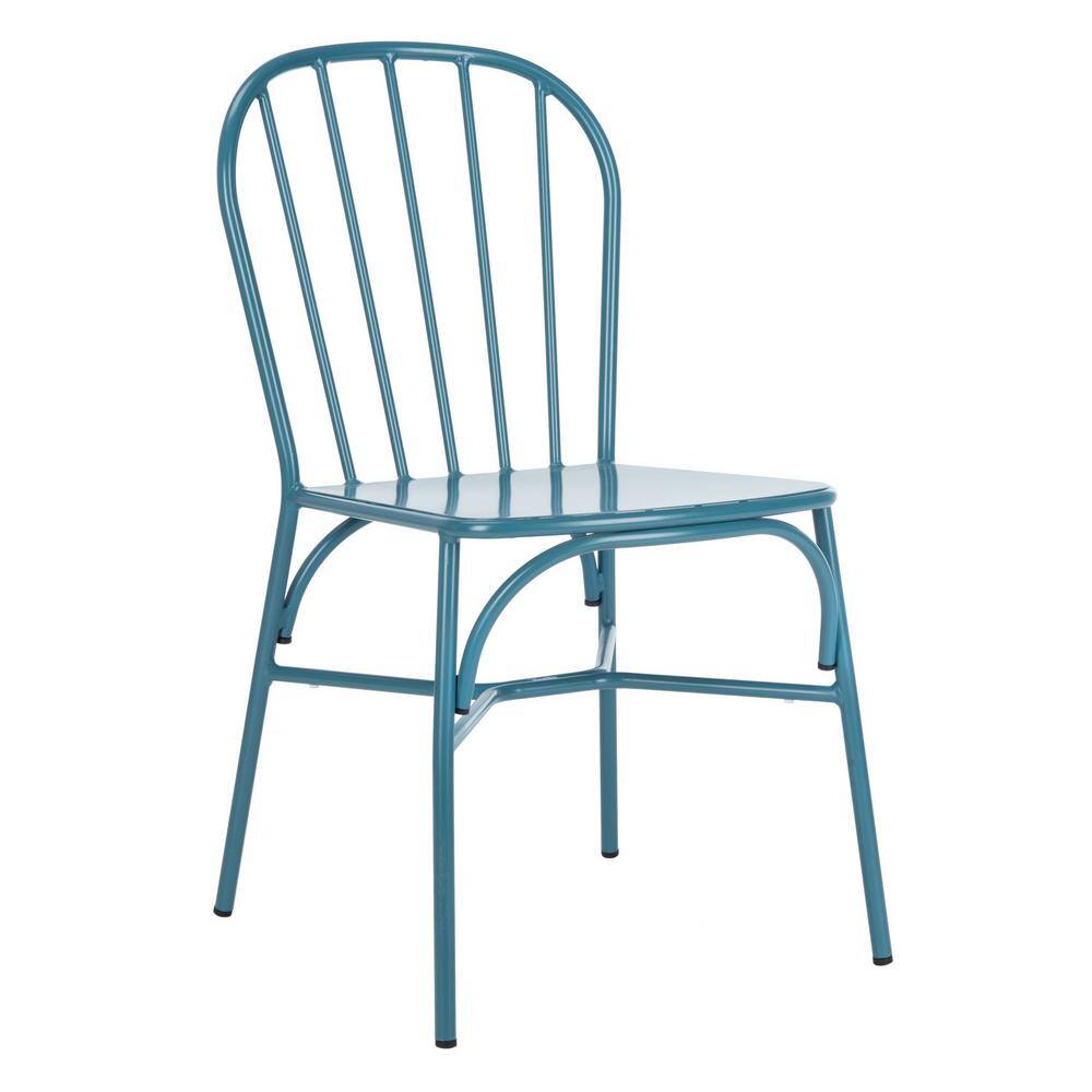 Matte Navy Blue Aluminum Stackable Side Chair Set