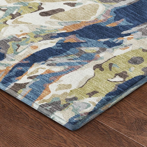 Mayfield Premium Machine Washable Abstract AMF2441 Navy 10 ft. x 14 ft. Area Rug