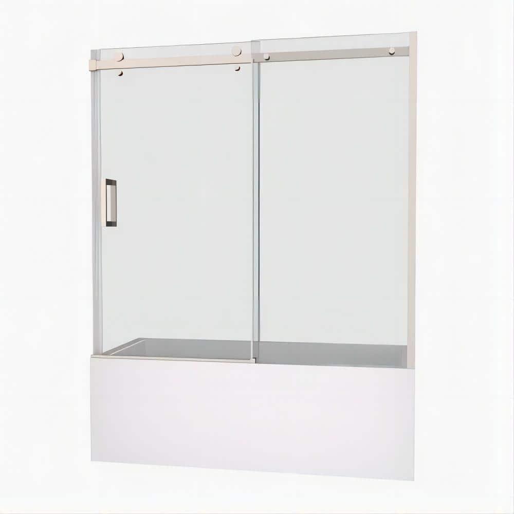 Xspracer Moray 60 In. W X 58 In. H Sliding Frameless Bathtub Door In ...