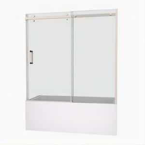 Moray 60 in. W x 58 in. H Sliding Frameless Bathtub Door in Polished Chrome Finish with Clear Glass
