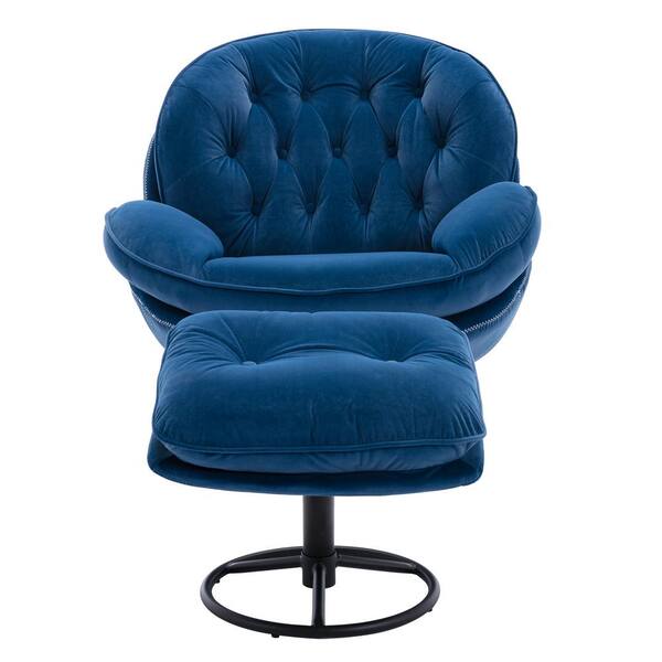 chair and a half with ottoman blue