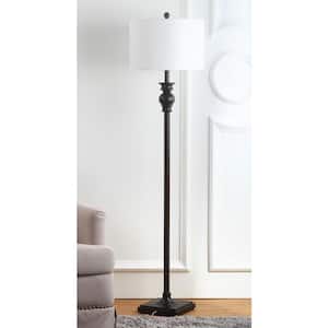 Alphie 61 in. Ebony Pineapple Floor Lamp with Off-White Shade