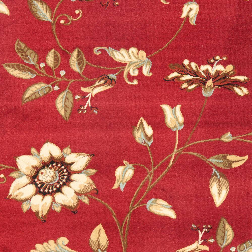 Lyndhurst Red and Multi Floral Synthetic Runner Rug, 2'3" x 8'