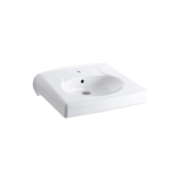 Brenham Vessel Sink in White with Single Faucet Hole and Antimicrobial
