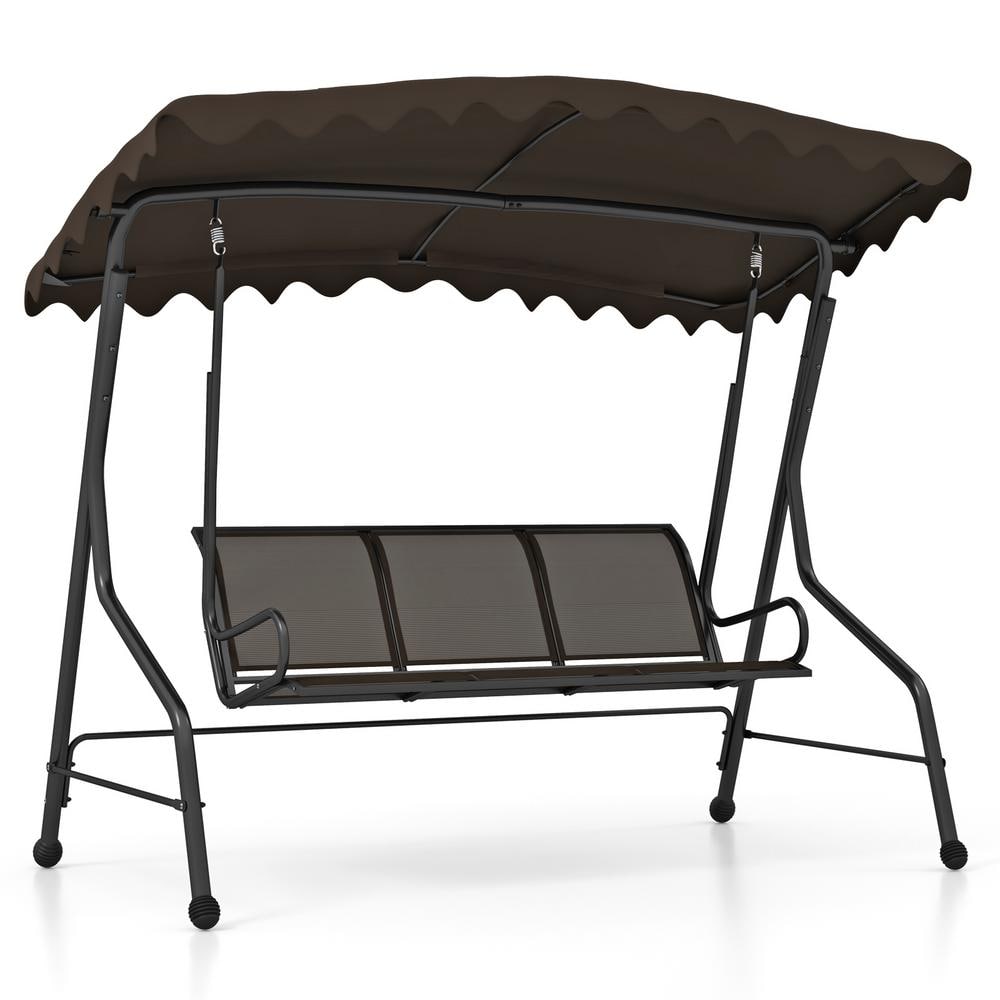3-Person Metal Porch Swing with Adjustable Shading-Brown price history on PriceWatchPro