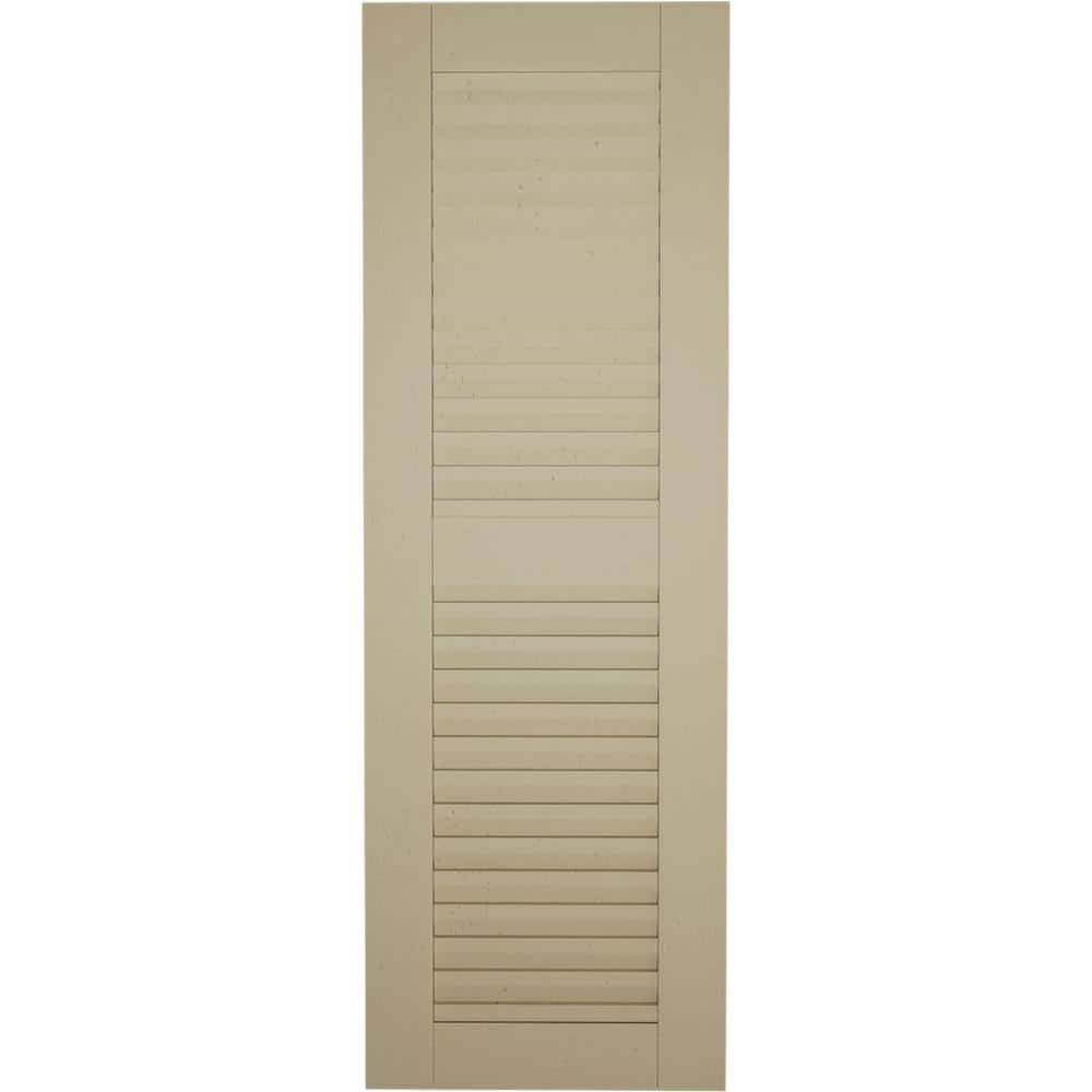 Riverwood Tan Faux Wood 52" Shutters with Louver Design