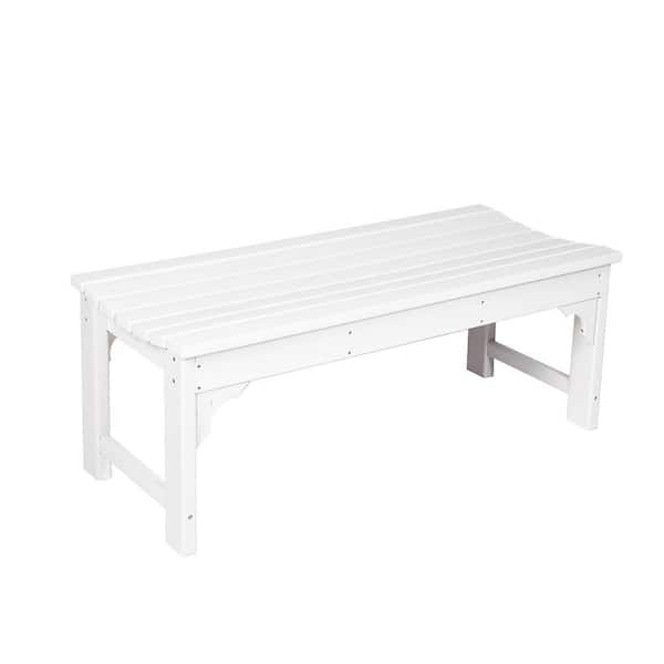 Avex 45 in. W White Wood Outdoor Patio Bench Chair
