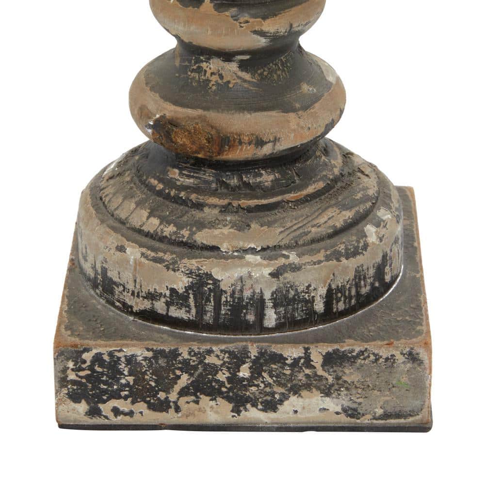 Elegant Rustic Brown Wooden Candlestick Trio, 15" Height