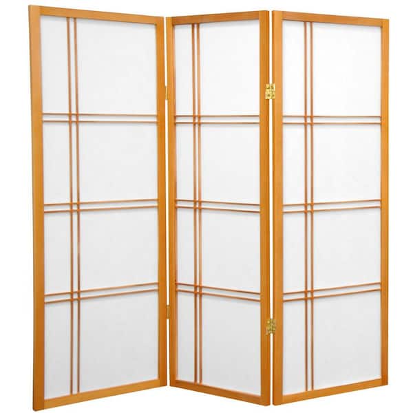 Oriental Furniture 4 ft. Short Double Cross Shoji Screen - Honey - 3 Panels