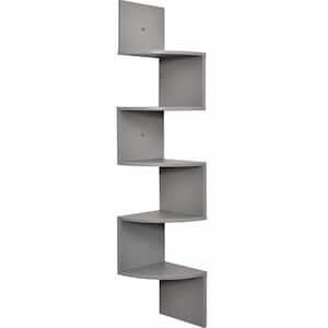 5-Tier Corner Shelf, Wall Mount Shelves for Wall Storage Offices Bedrooms Bathrooms Kitchens Living Rooms (Grey)