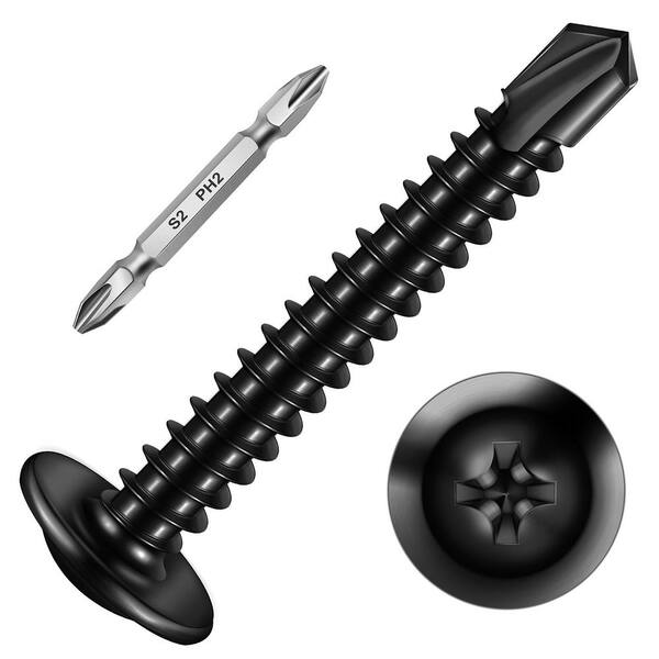 thumbnail image 2 of 50-Pack Black Wafer Head Self-Drilling Screws | #8 X 1-1/4" | 410 Stainless Steel | No Pre-Drilling Needed 2 of 12
