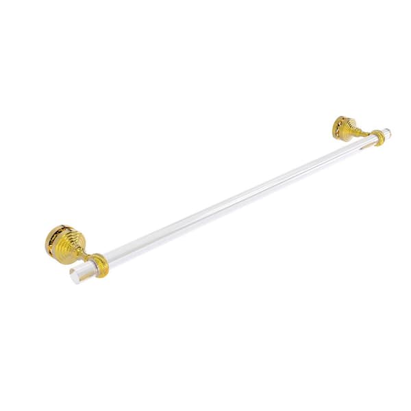 Allied Brass Pacific Grove Collection 30 in. Over-The-Door Shower Door Towel Bar with Twisted Accents in Polished Brass