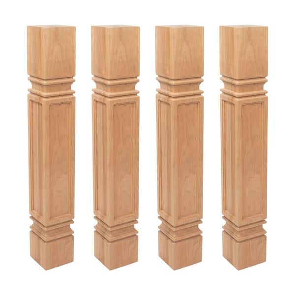 35.25 in. x 5 in. Unfinished Solid North American Cherry Mission Kitchen Island Leg (4-Pack)