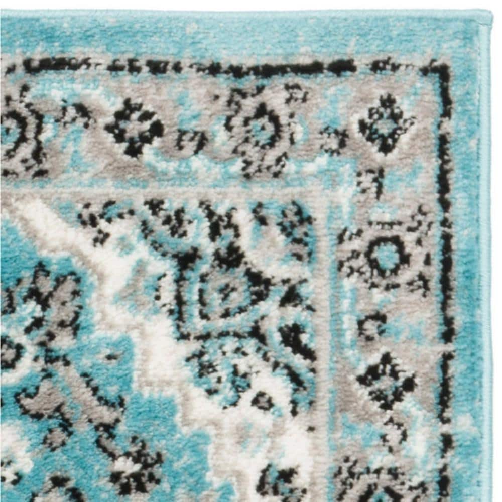 Ivory and Blue Floral Hand-Knotted Easy Care Area Rug