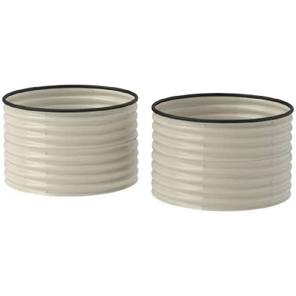 35 in. L x 35 in. W x 22 in. H Cream White Galvanized Steel Raised Beds Set of 2