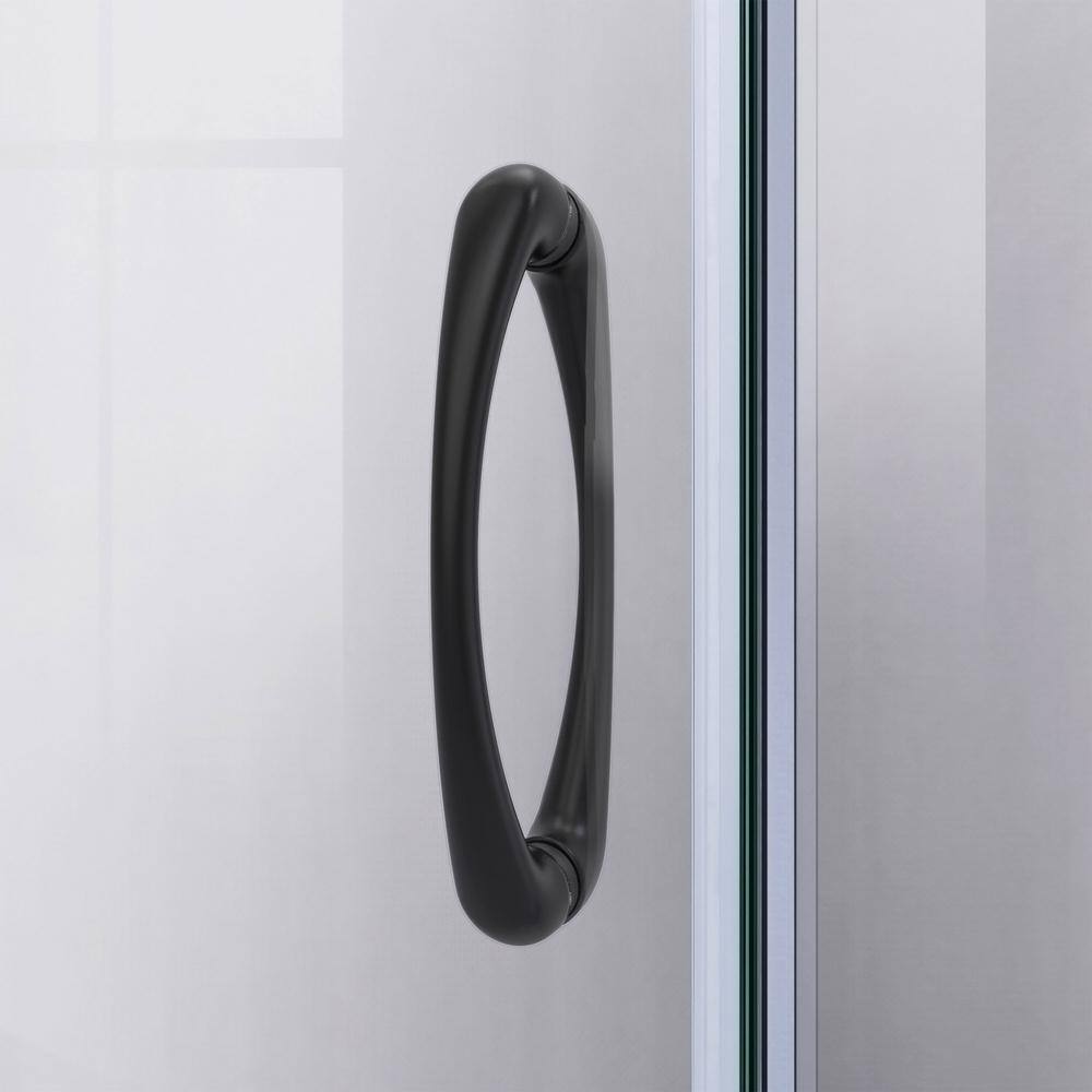 Prime 38" Matte Black Semi-Frameless Round Shower Enclosure with Base
