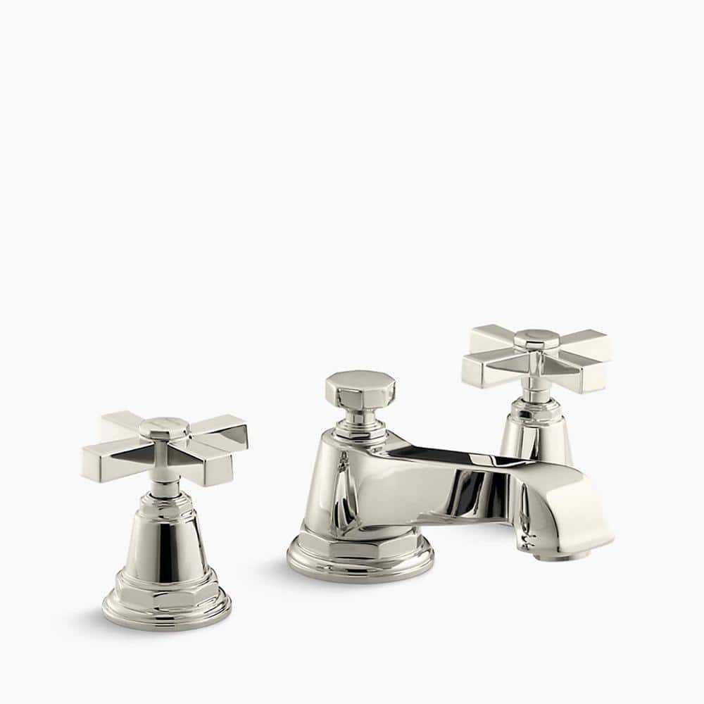Pinstripe Pure 8 in. Widespread 2-Handle Low-Arc Water-Saving Bathroom Fauc
