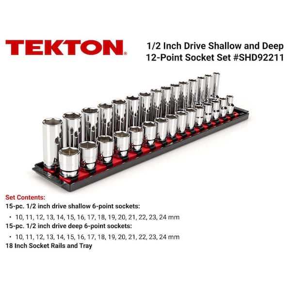 1/2 in. Drive 6-Point Socket Set with Rails (10 mm-24 mm) (30-Piece)