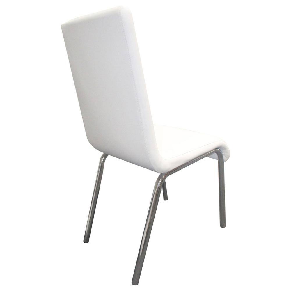 Modern Faux Leather and Chrome White Dining Side Chair Set