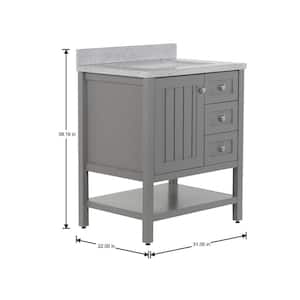 Lanceton 30 in. W x 22 in. D x 39 in. H Single Sink  Bath Vanity in Gray with Pulsar Engineered Solid Surface Top