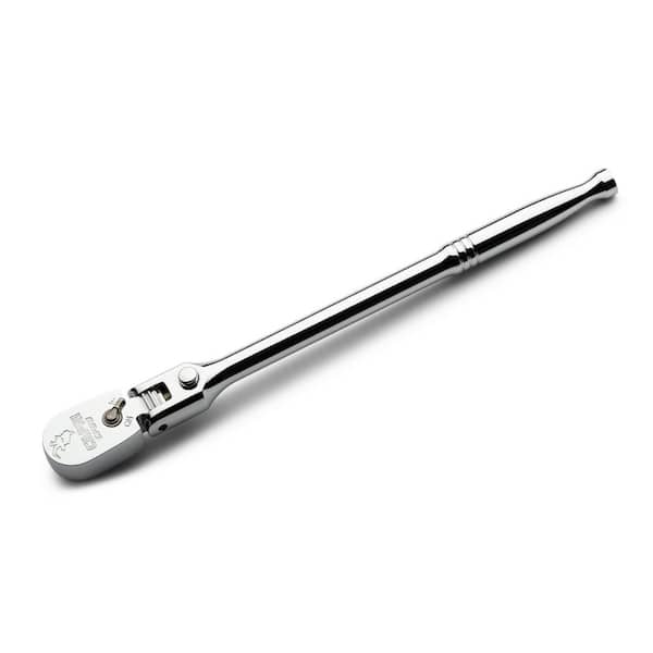 1/4 in. Drive Fine 90-Tooth Locking Flex-Head Ratchet, Extra Long Chrome Handle