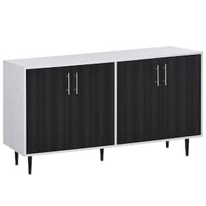 Grey/White Kitchen Buffet Sideboard with Adjustable-Shelves and 2-Double-Door Cabinets