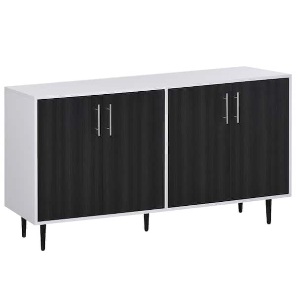 HOMCOM Grey/White Kitchen Buffet Sideboard with Adjustable-Shelves and 2-Double-Door Cabinets