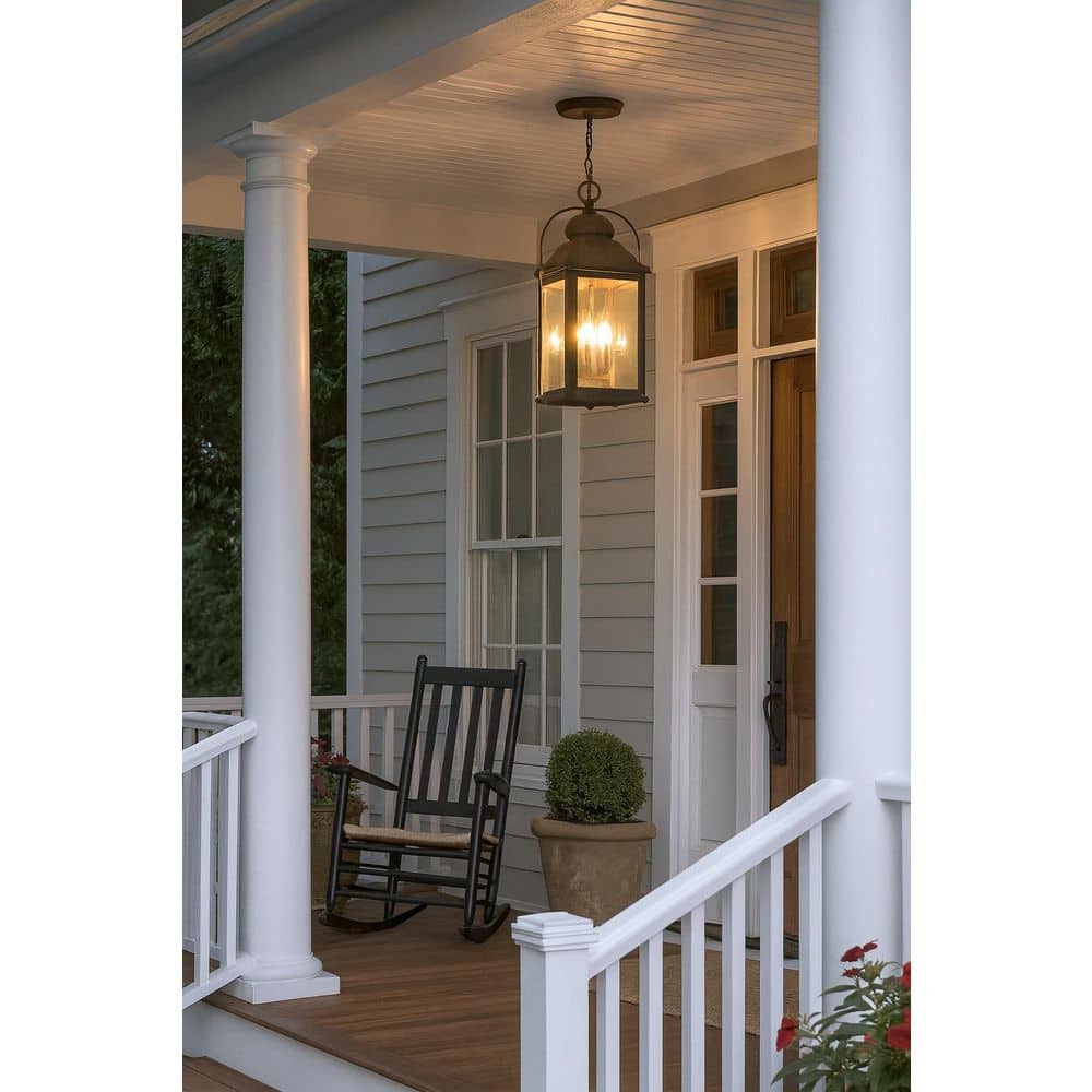 HINKLEY Anchorage 3-Light Ages Zinc Outdoor Pendant Light 1852DZ