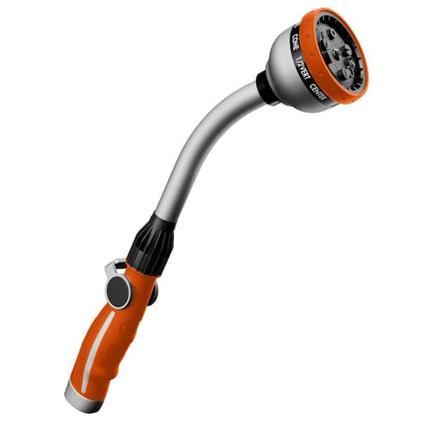 15 in. Metal Hose Wand Sprayer 10 Patterns Thumb Flow Control Fits 3/4 in. Garden Hose with Gasket, Orange