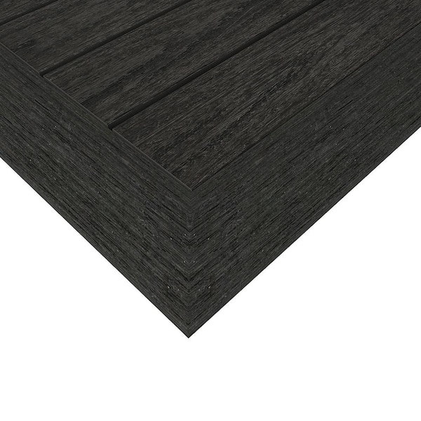 NewTechWood 1/6 ft. X 1 ft. Quick Deck Composite Deck Tile Outside Corner Fascia In Indian Ebony (2-Pieces/Box)