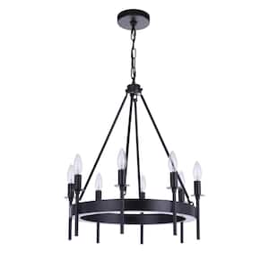 Larrson 8-Light Flat Black Finish Transitional Chandelier for Kitchen/Dining/Foyer, No Bulbs Included
