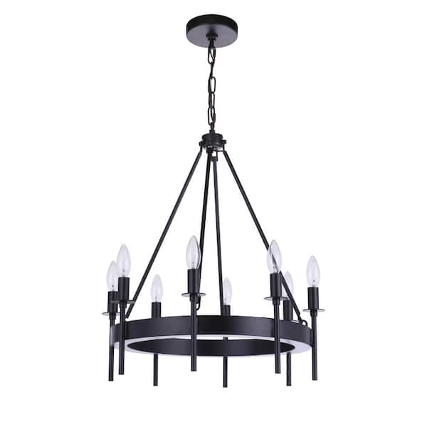 CRAFTMADE Larrson 8-Light Flat Black Finish Transitional Chandelier for Kitchen/Dining/Foyer, No Bulbs Included