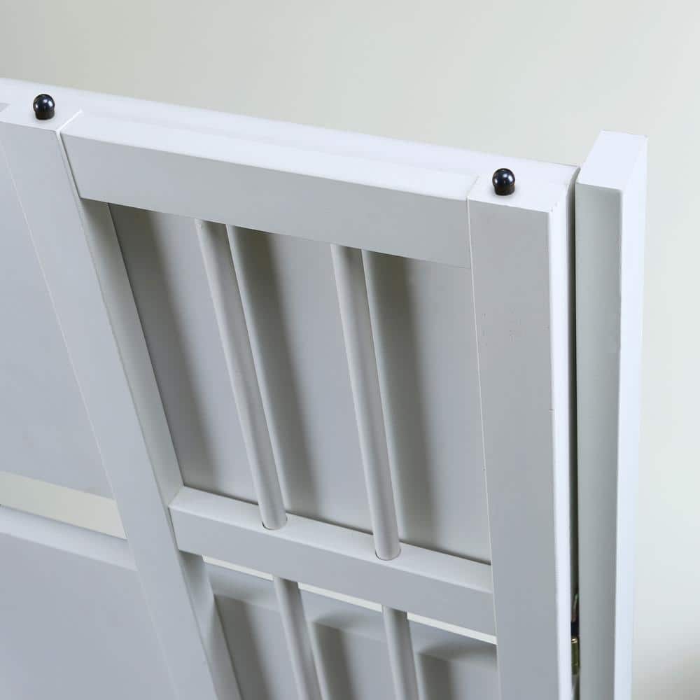 Elegant White Solid Wood 3-Shelf Stackable Folding Bookcase