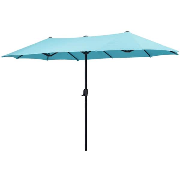 13 ft. Steel Market Patio Umbrella 2-Side in Blue