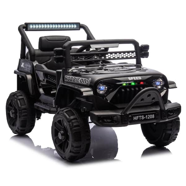 Huluwat Black 12-Volt Kids Ride On Car with Parents Control, MP3, Bluetooth, Power Display, LED Lights, for Kids Aged 1-4