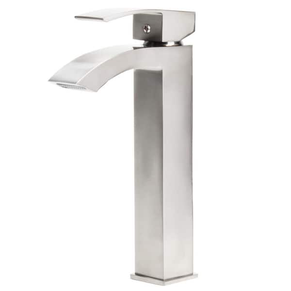 Novatto Steger Modern Single Hole Single-Handle Bathroom Faucet in Brushed Nickel