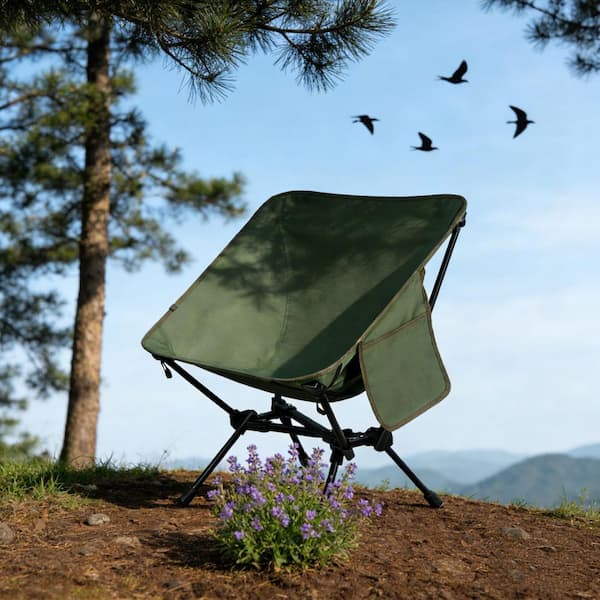 OGETFUUR Green Aluminum Ultralight Camping Chair with Carry Bag