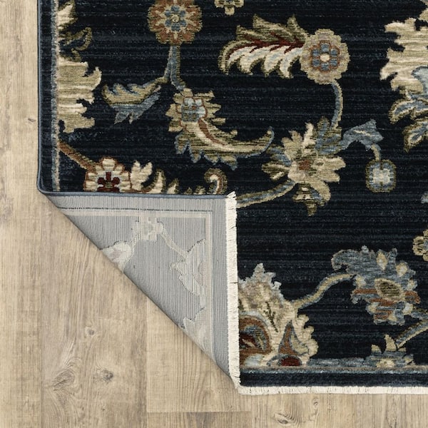 5' X 8' Ivory Oriental Area Rug With Fringe