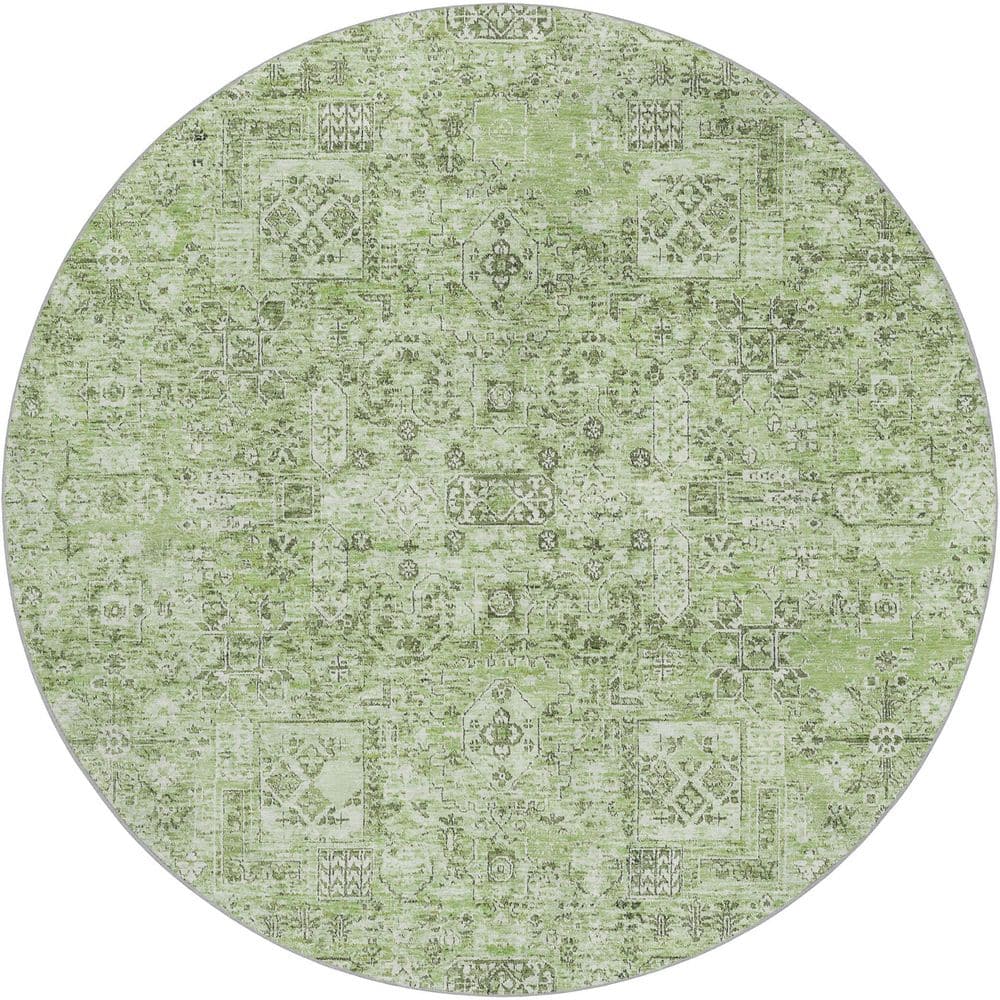 Dream Shag Premium Machine Washable Abstract ADS611 Green 8 ft. x 8 ft. Round Rug price history on PriceWatchPro