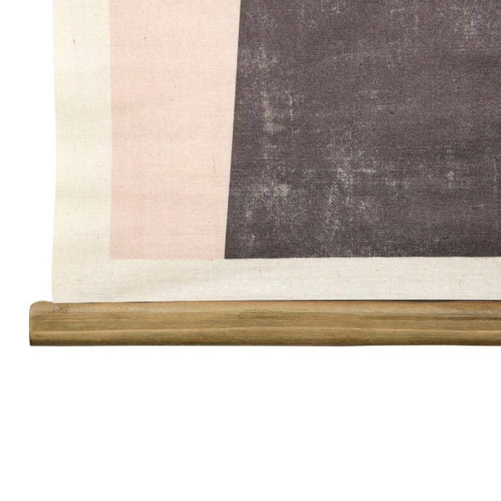Tan and Brown Abstract Canvas Wall Scroll with Wood Frame