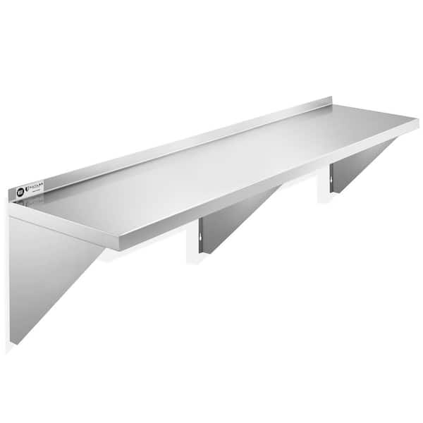 72 in. W x 18 in. D Stainless Steel Wall Mounted Shelf, Restaurant, Kitchen, Laundry, NSF Certified Garage Wall Shelf