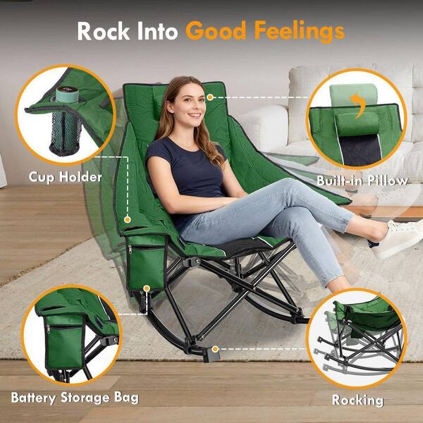 SEEUTEK Outdoor Patio Oversized Foldable Heated Rocking Camping