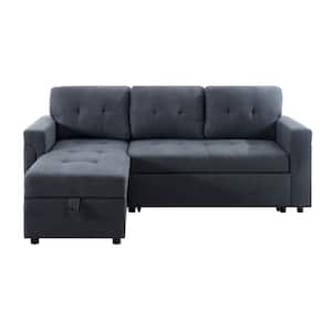 78 in W Dark Gray, Reversible Velvet Sleeper Sectional Sofa Storage Chaise Pull Out Convertible Sofa in. Dark Gray